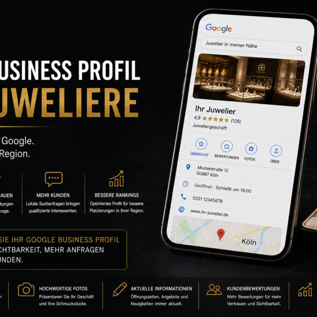 Google Business Profil für Juweliere, Google Unternehmensprofil für Juweliere, Google Maps für Juweliere, Lokales SEO für Juweliere, SEO für Juweliere und mehr Kunden für Juweliere.