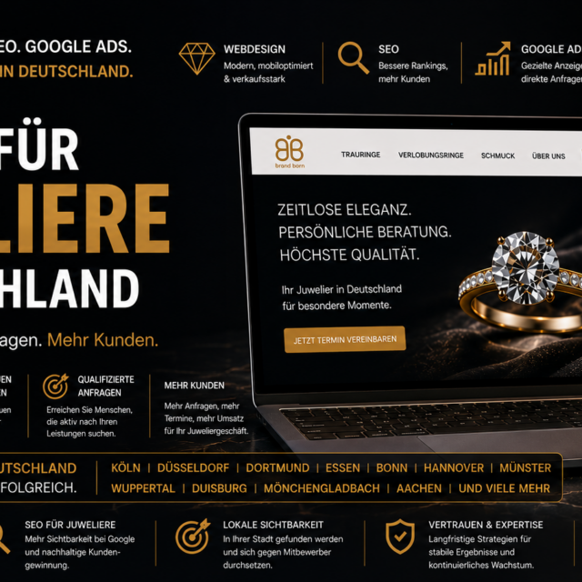 Website für Juweliere, SEO für Juweliere, Google Ads für Juweliere und professionelles Webdesign für Juweliere, Deutschland SEO.