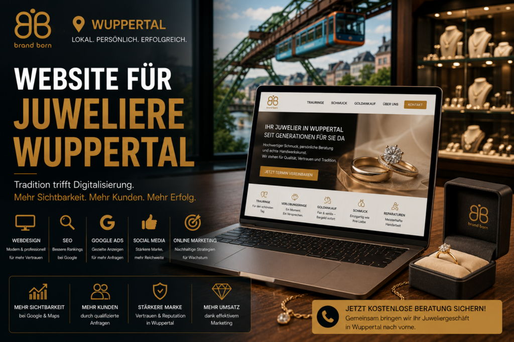 Website für Juweliere Wuppertal, SEO für Juweliere Wuppertal, Webdesign für Juweliere Wuppertal, Google Ads für Juweliere Wuppertal, SMM für Juweliere Wuppertal - Brand Born Website SEO SMM Digital Marketing Website für Juweliere Wuppertal, SEO für Juweliere Wuppertal, Webdesign für Juweliere Wuppertal, Google Ads für Juweliere Wuppertal, SMM für Juweliere Wuppertal