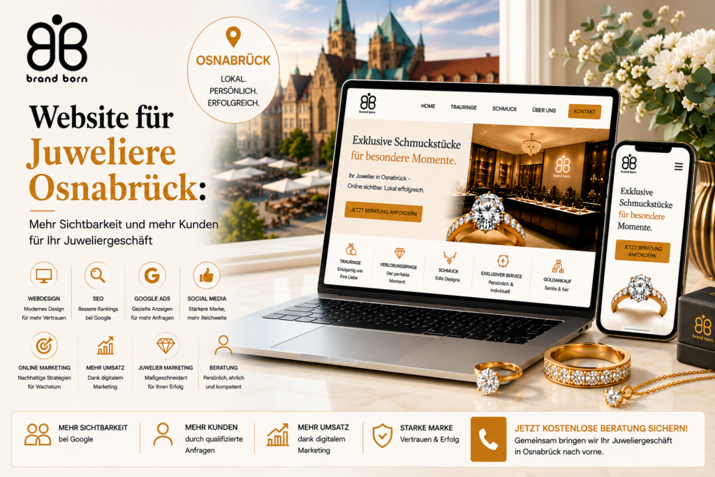 Website für Juweliere Osnabrück, Webdesign für Juweliere Osnabrück, SEO für Juweliere Osnabrück, Google Ads für Juweliere Osnabrück, SMM für Juweliere Osnabrück - Brand Born Website SEO SMM Digital Marketing Website für Juweliere Osnabrück, Webdesign für Juweliere Osnabrück, SEO für Juweliere Osnabrück, Google Ads für Juweliere Osnabrück, SMM für Juweliere Osnabrück