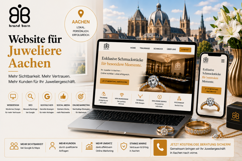 Website für Juweliere Aachen, SEO für Juweliere Aachen, Webdesign für Juweliere Aachen und Google Ads für Juweliere Aachen. Mehr Sichtbarkeit und mehr Kunden. - Brand Born Website SEO SMM Digital Marketing Website für Juweliere Aachen, SEO für Juweliere Aachen, Webdesign für Juweliere Aachen und Google Ads für Juweliere Aachen. Mehr Sichtbarkeit und mehr Kunden.