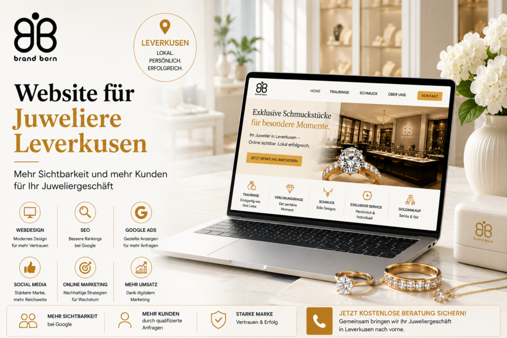 Website für Juweliere Leverkusen, Webdesign für Juweliere Leverkusen, SEO für Juweliere Leverkusen, Google Ads für Juweliere Leverkusen, Social Media für Juweliere Leverkusen und Online Marketing für Juweliere Leverkusen. - Brand Born Website SEO SMM Digital Marketing Website für Juweliere Leverkusen, Webdesign für Juweliere Leverkusen, SEO für Juweliere Leverkusen, Google Ads für Juweliere Leverkusen, Social Media für Juweliere Leverkusen und Online Marketing für Juweliere Leverkusen.