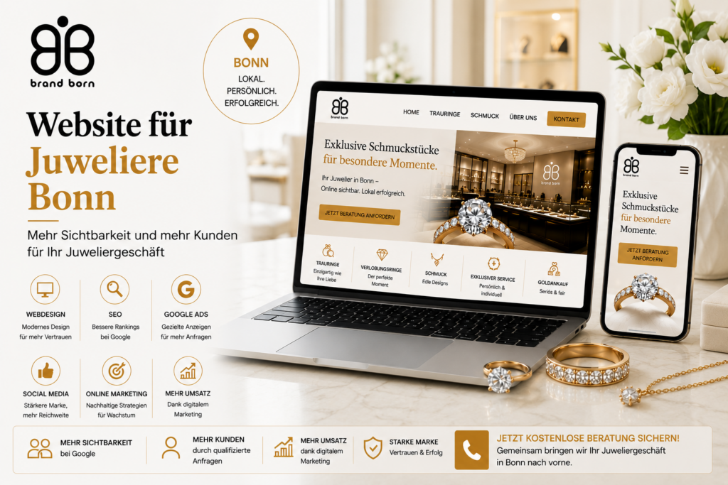 Website für Juweliere Bonn, Webdesign für Juweliere Bonn, SEO für Juweliere Bonn, Google Ads für Juweliere Bonn, Social Media für Juweliere Bonn und Online Marketing für Juweliere Bonn.