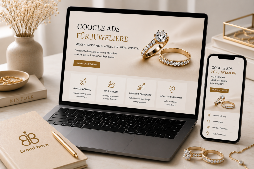 Google Ads für Juweliere, Google Werbung für Juweliere, Juwelier Marketing, Online Marketing für Juweliere und mehr Kunden für Juweliere. - Brand Born Website SEO SMM Digital Marketing Google Ads für Juweliere, Google Werbung für Juweliere, Juwelier Marketing, Online Marketing für Juweliere und mehr Kunden für Juweliere, Google Ads Agentur für Juweliere