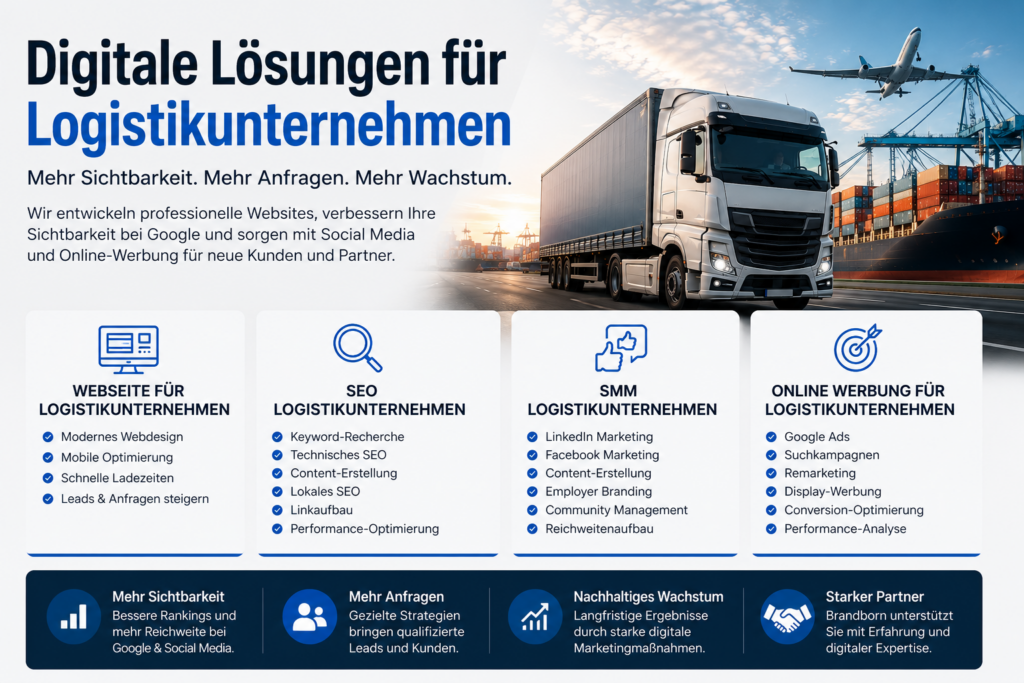 Professionelle Webseite für Logistikunternehmen und SEO Logistikunternehmen. Webdesign Logistikunternehmen, SMM für Logistikunternehmen