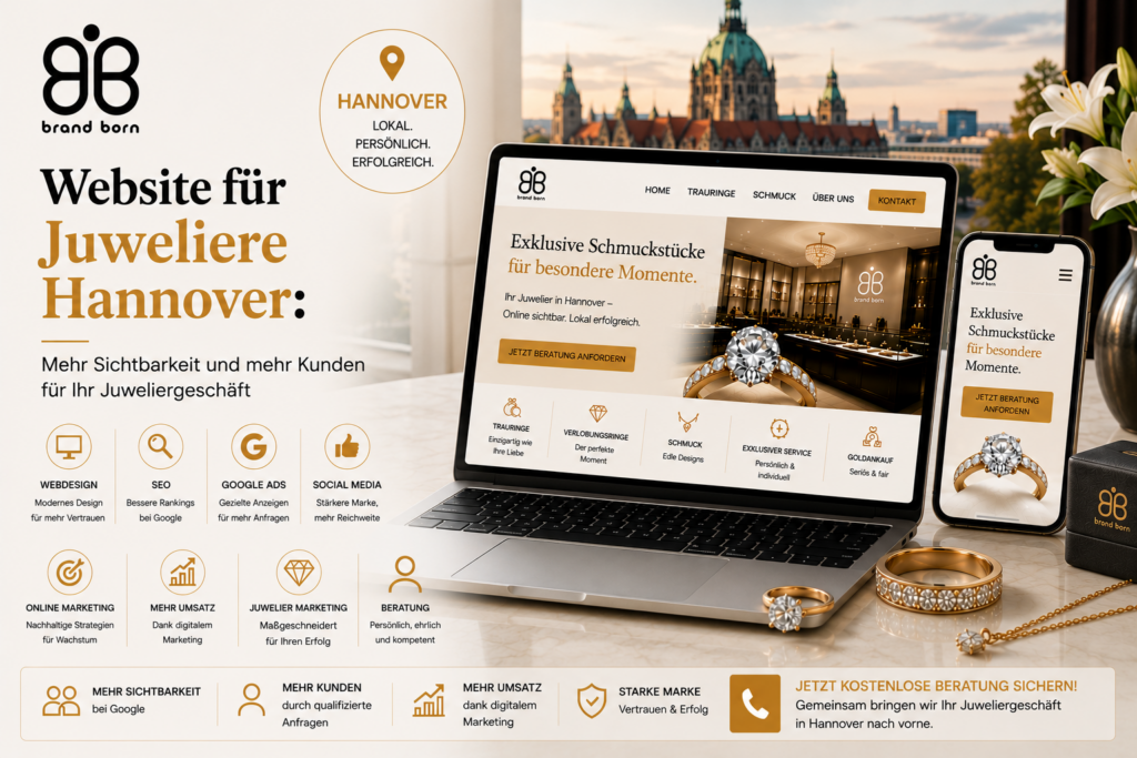 Website für Juweliere Hannover, Webdesign für Juweliere Hannover, SEO für Juweliere Hannover, Google Ads für Juweliere Hannover, SMM für Juweliere Hannover - Brand Born Website SEO SMM Digital Marketing Website für Juweliere Hannover, Webdesign für Juweliere Hannover, SEO für Juweliere Hannover, Google Ads für Juweliere Hannover, SMM für Juweliere Hannover