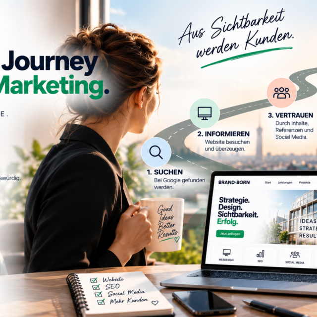 Wie Website, SEO und Social Media entlang der Customer Journey zusammenarbeiten – von der ersten Google-Suche bis zur konkreten Kundenanfrage.