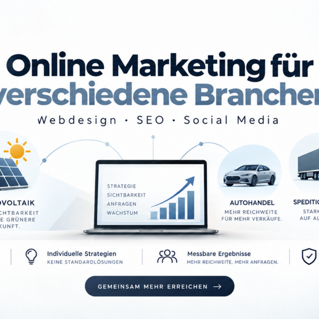 Webdesign, SEO und Social Media unterscheiden sich je nach Branche. Beispiele für erfolgreiche digitale Strategien für Unternehmen und Startups.